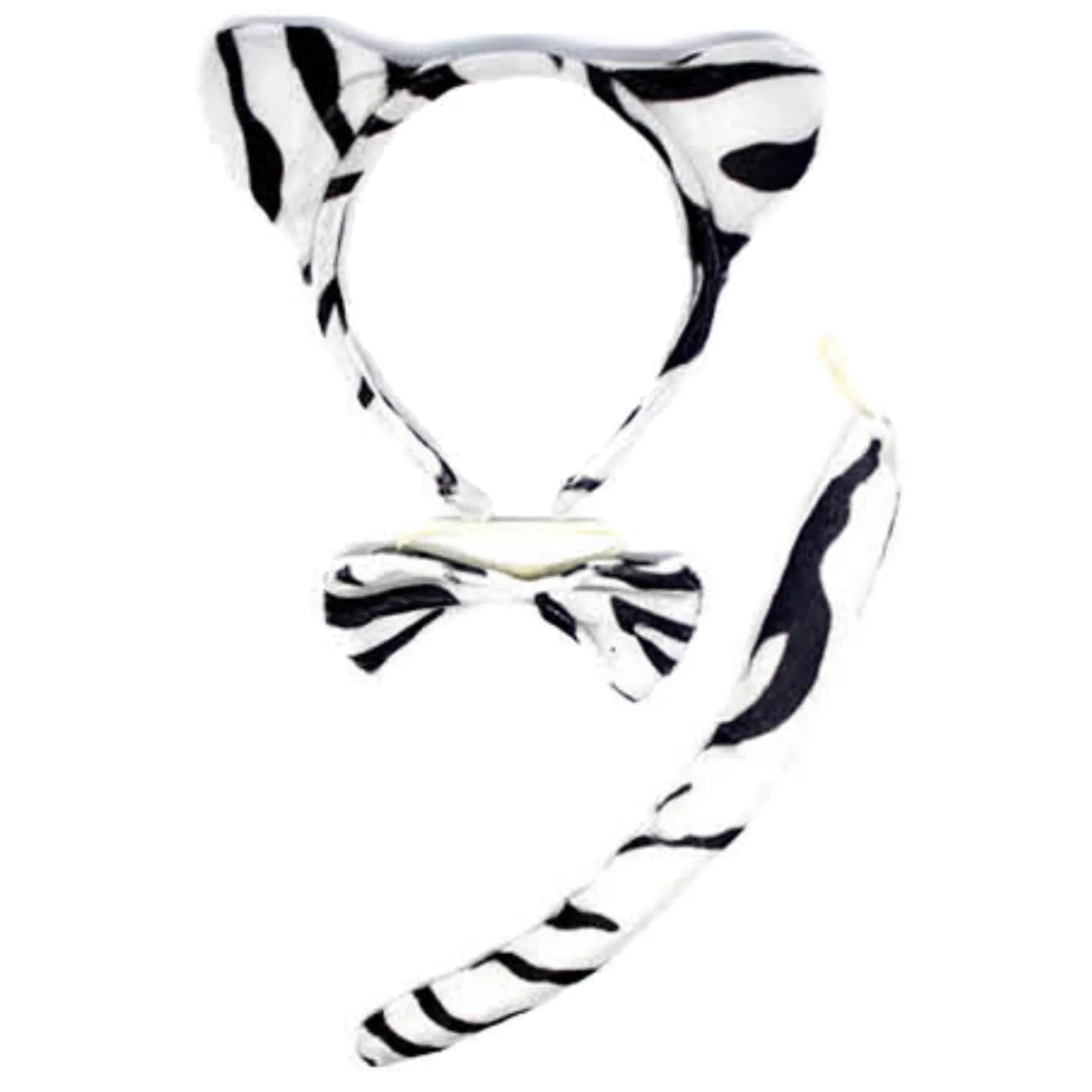 2pc Set Animal Headband w Bow Tail Rabbit   Zebra Ears Costume Halloween Party