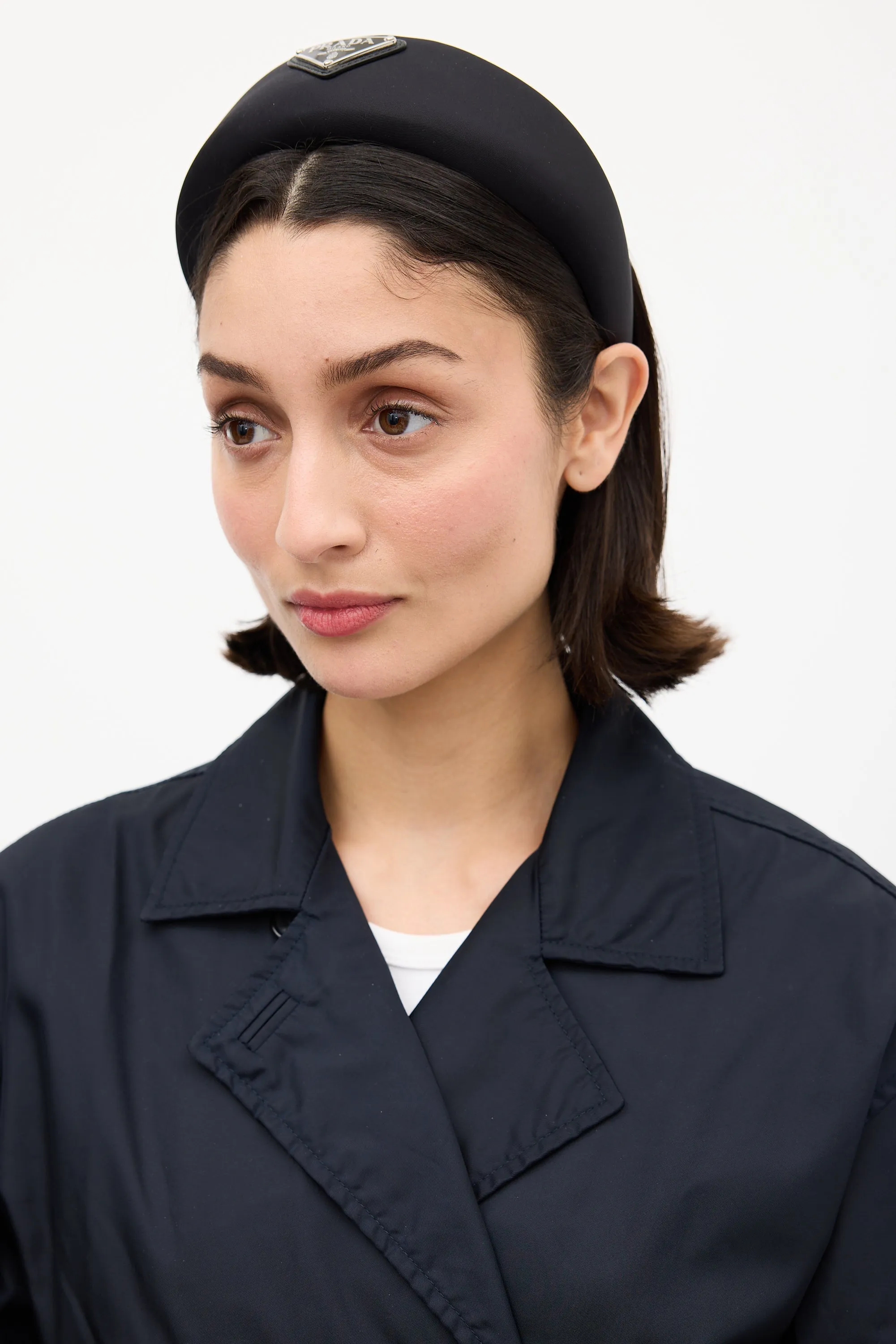 Black Re-Nylon Wide Logo Headband