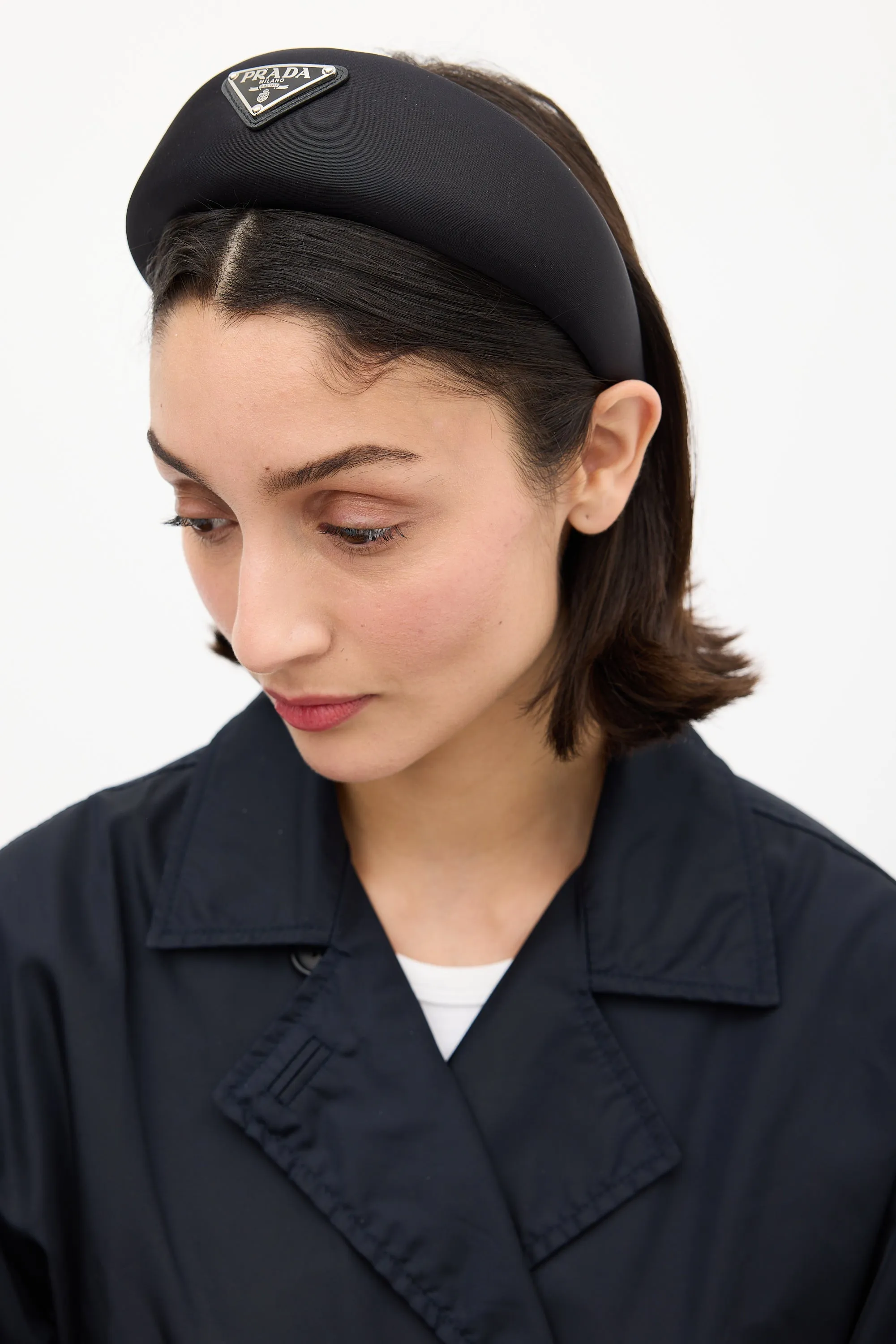 Black Re-Nylon Wide Logo Headband