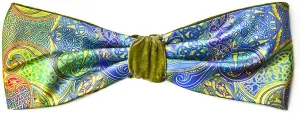 Celtic Dances. Printed satin & silk-velvet headband - GREEN version