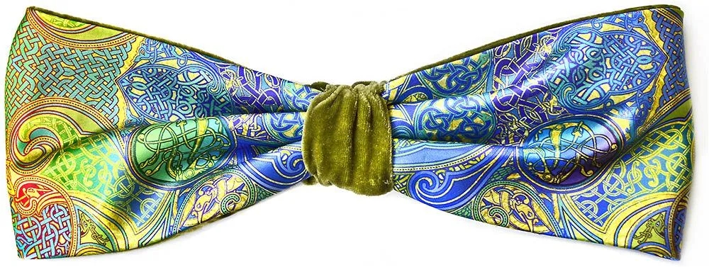 Celtic Dances. Printed satin & silk-velvet headband - GREEN version