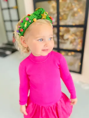 Child Size Tinsel Christmas Tree Headband