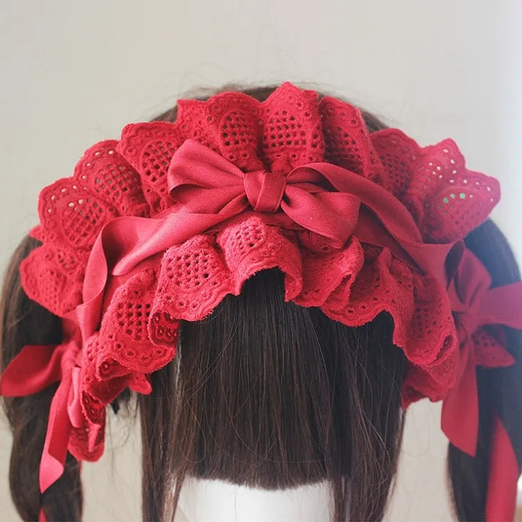 Cotton Lace Trim Bowknot Details Haiband