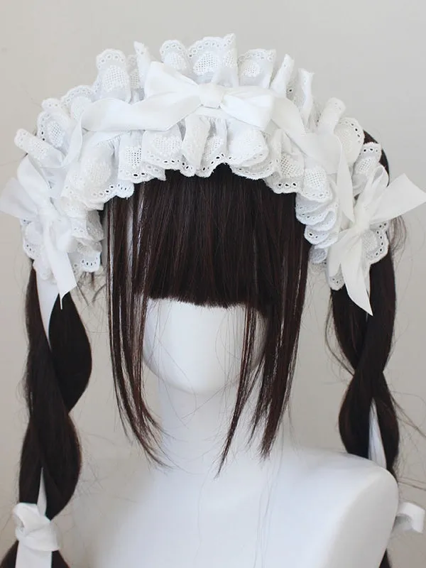 Cotton Lace Trim Bowknot Details Haiband