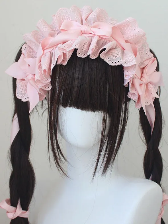 Cotton Lace Trim Bowknot Details Haiband
