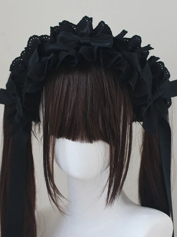 Cotton Lace Trim Bowknot Details Haiband