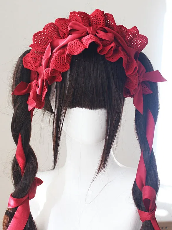 Cotton Lace Trim Bowknot Details Haiband