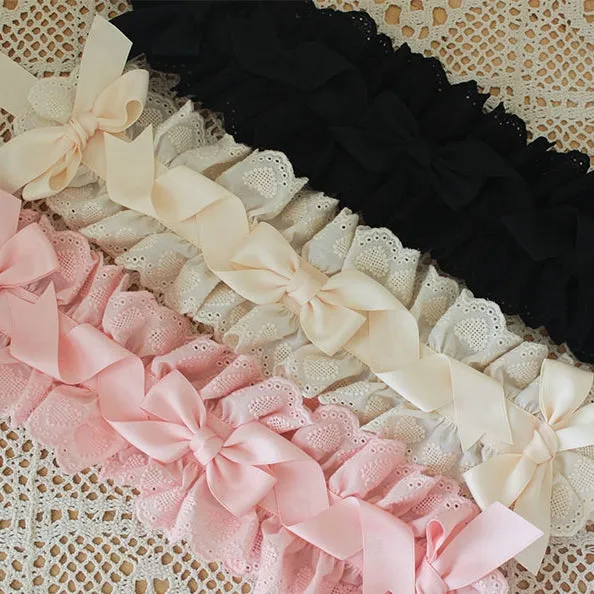 Cotton Lace Trim Bowknot Details Haiband