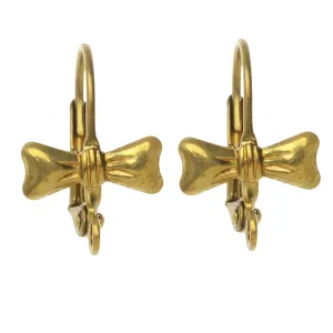 Earring Findings, Leverbacks with Bow Tie, Brass (5 Pairs)