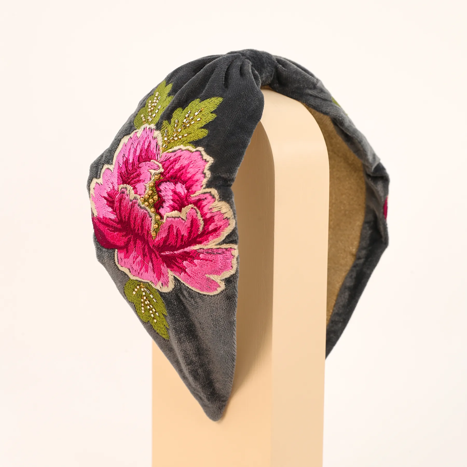 Embroidered Headband Painted Peony