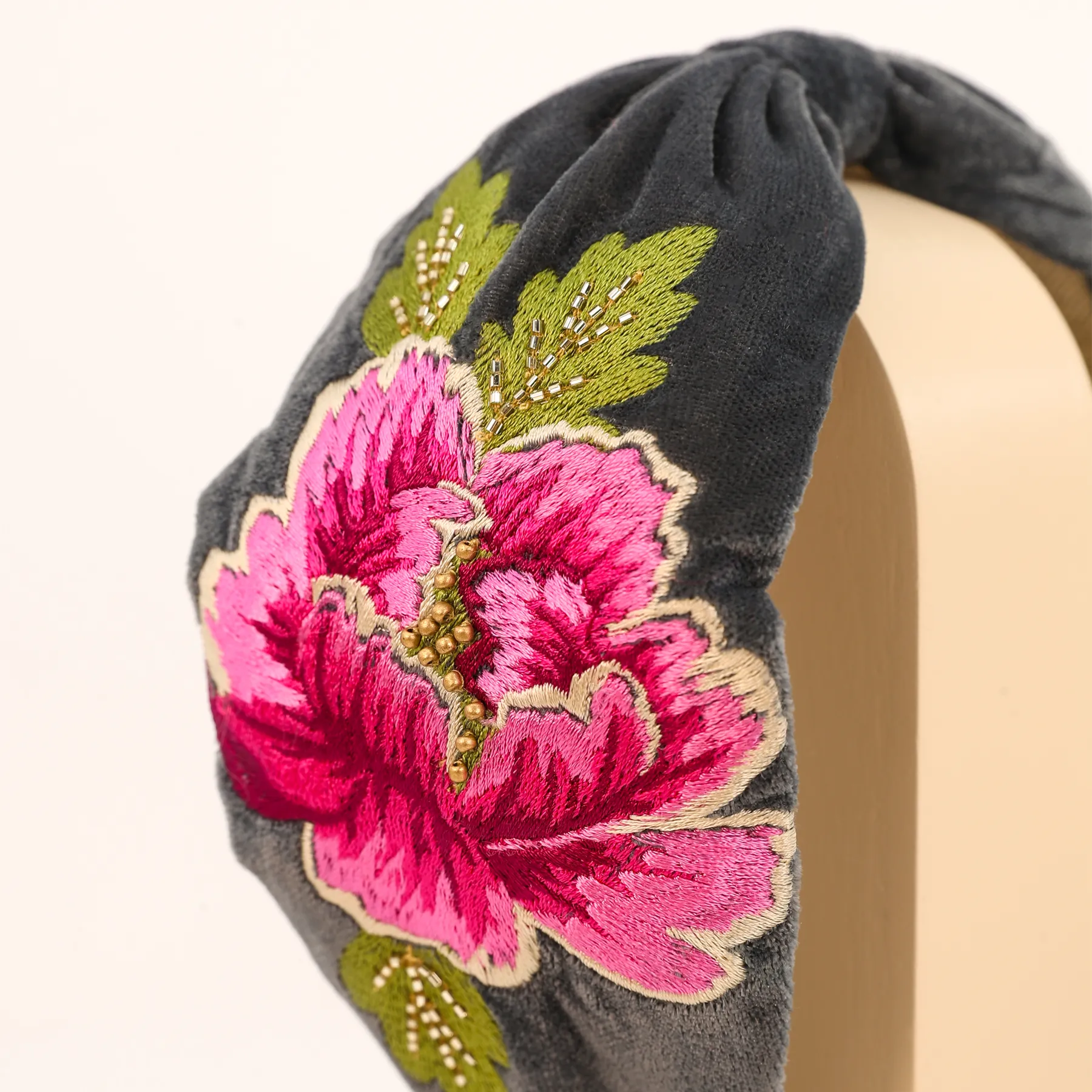 Embroidered Headband Painted Peony