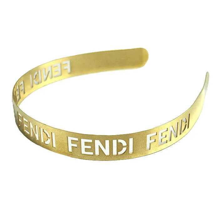 Fendi Logo Headband Gold Fashion Accessory