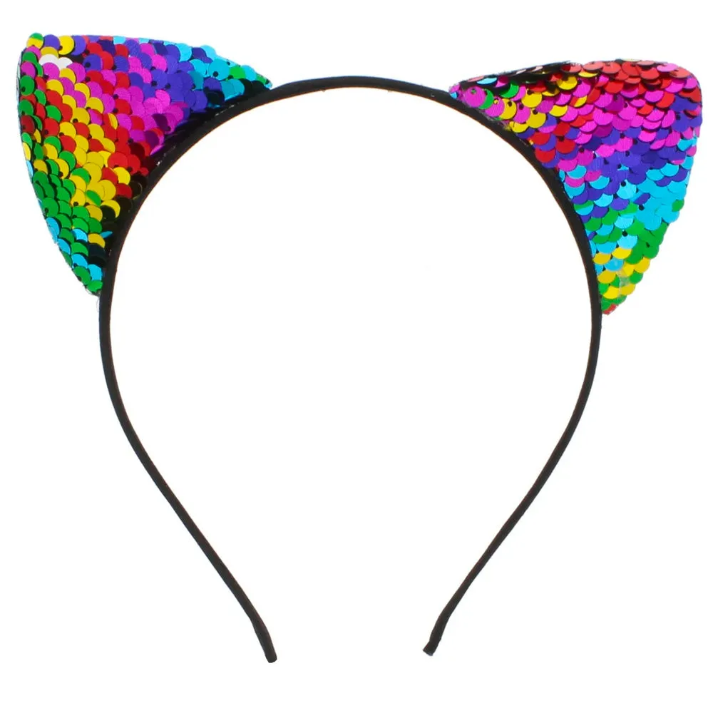 Gay Pride Rainbow Sequin Animal Ears Headband