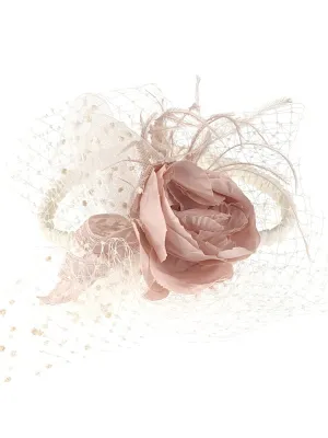 Girl's Hair ribbon with feathers & flower - KATIE