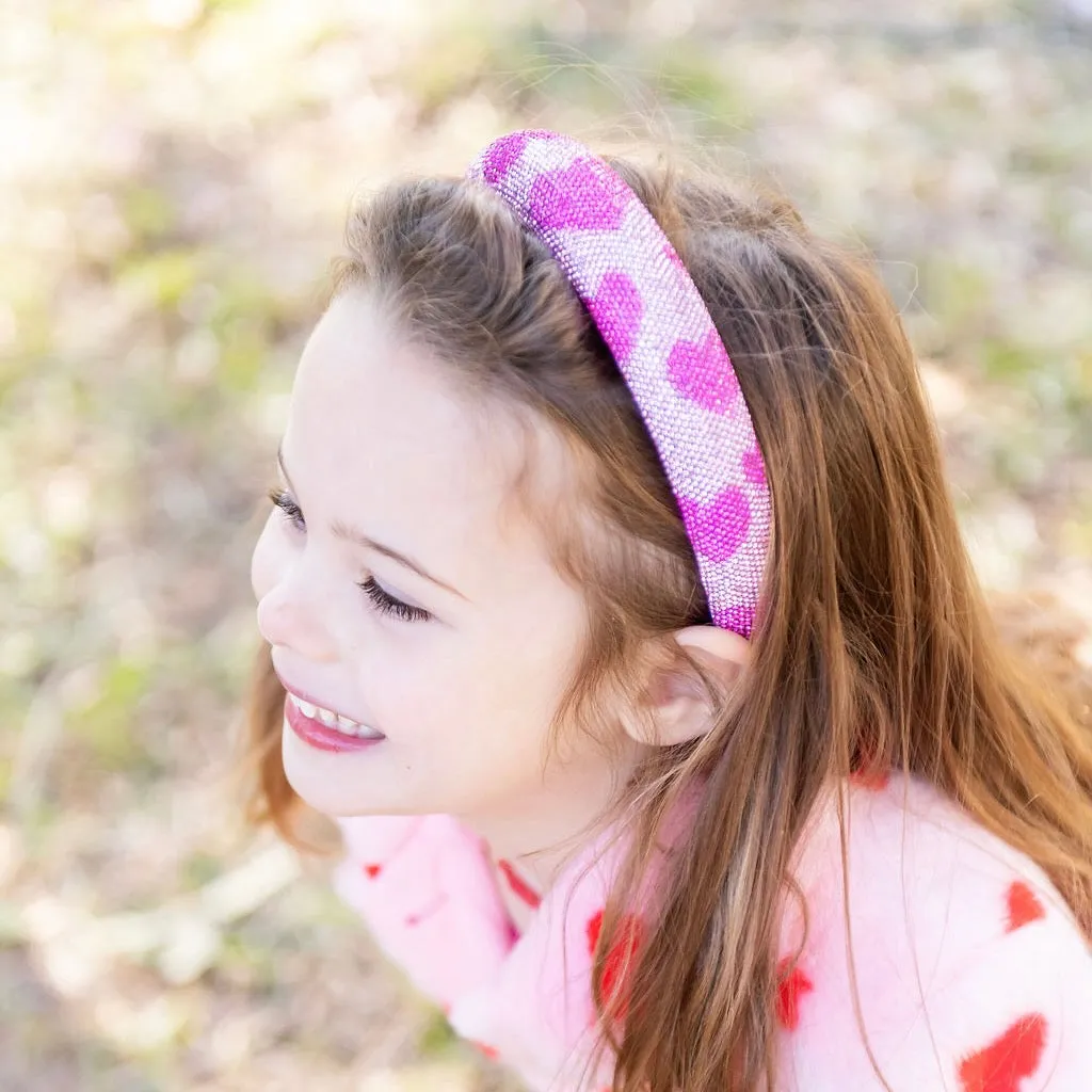 Glitzy Pink Heart Headband
