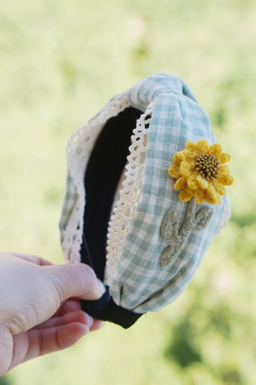 Japanese Mori Girl Lace Wide-Band Crossed Sunflower Headband