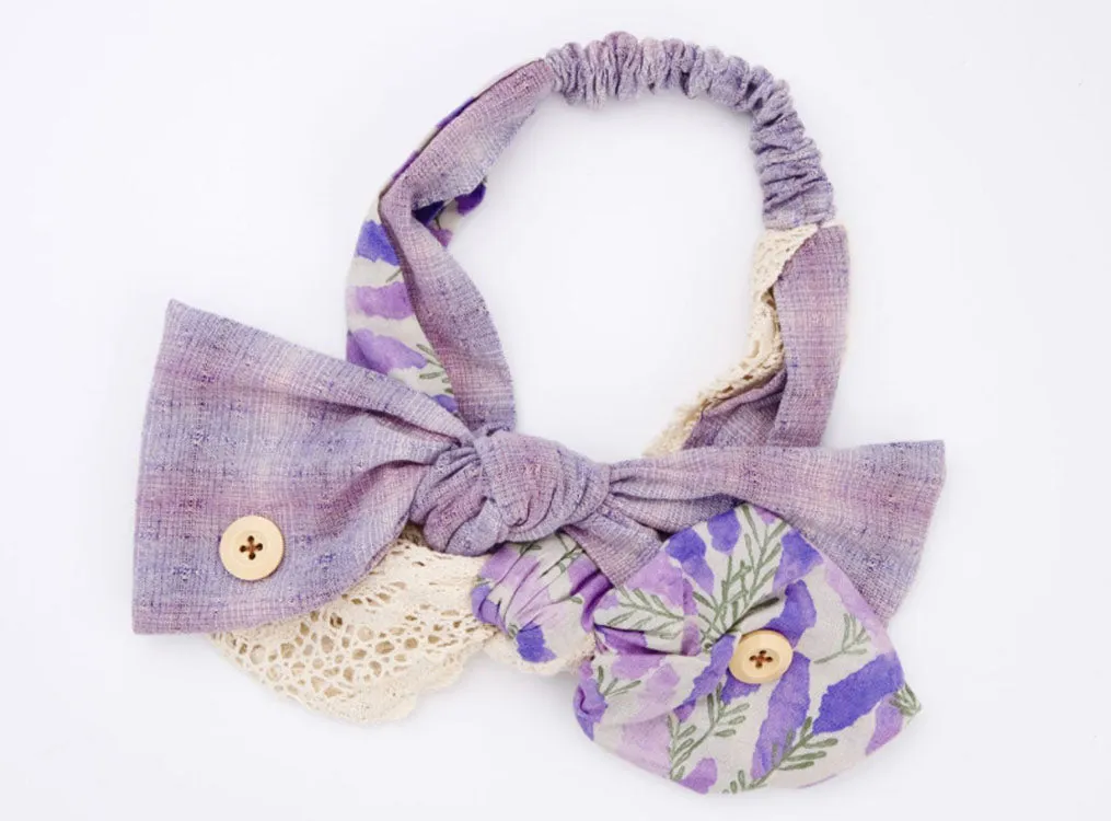 Lavender Floral Lace Bow Headband