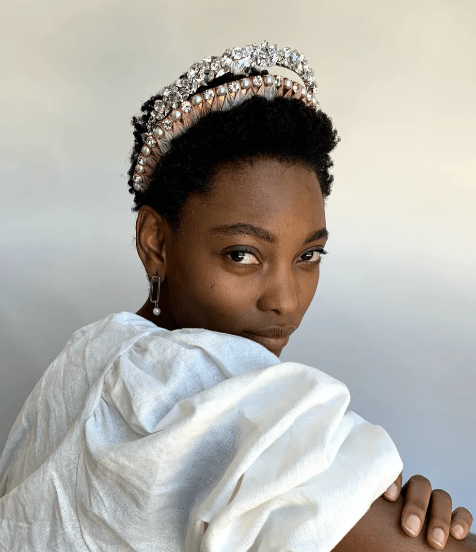 Lea Silk Pearl and Crystal Crown