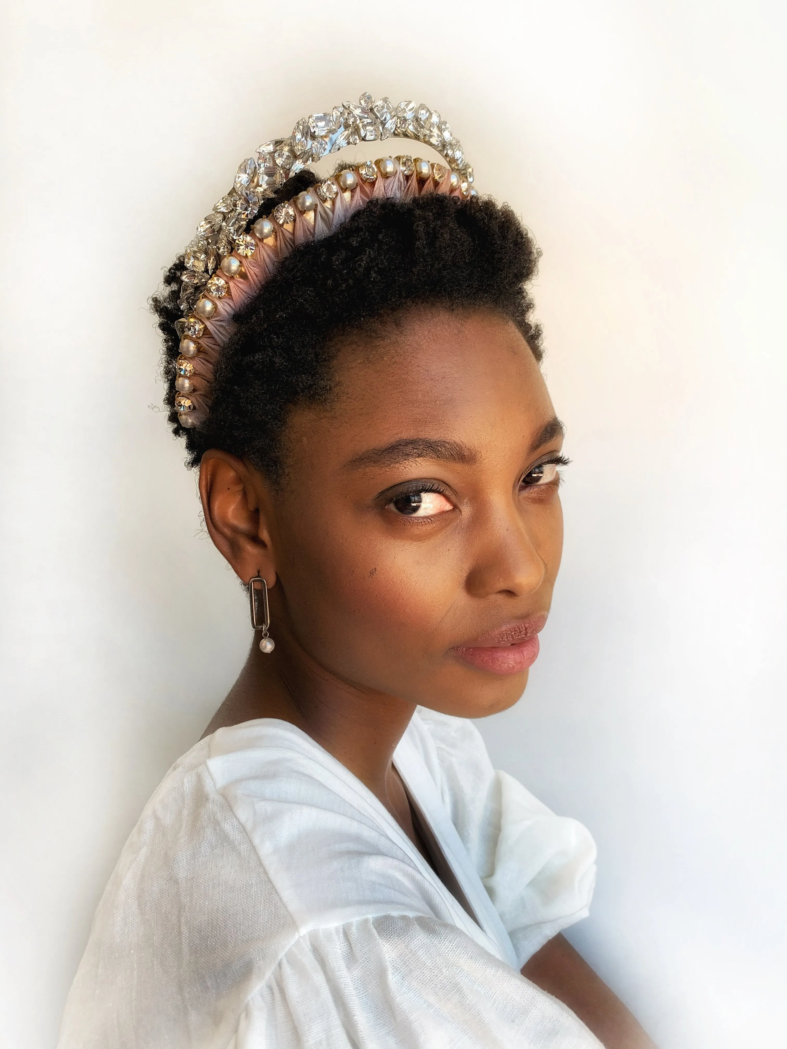 Lea Silk Pearl and Crystal Crown