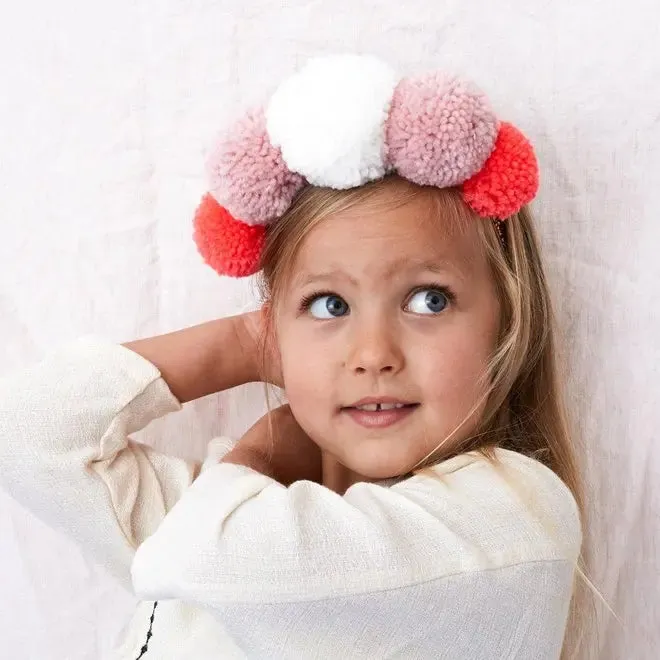 Pom Pom Pink Head band - crown