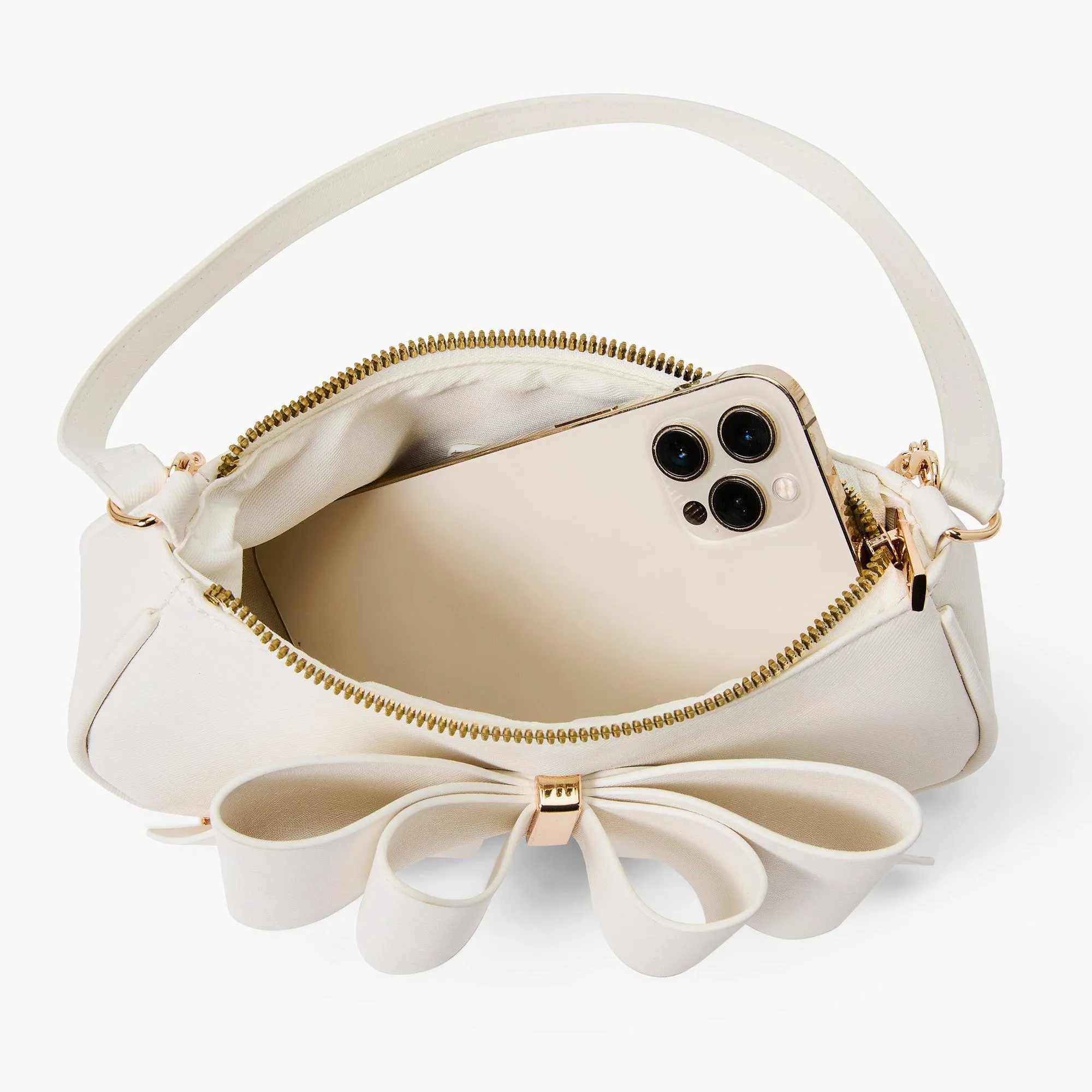Vegan Bow Baguette Mini Crossbody Bag